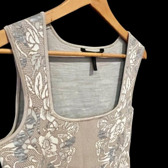 BCBG Max Azria Jacquard Floral Knit Dress Beige/Gray Size L - Picture 2 of 6